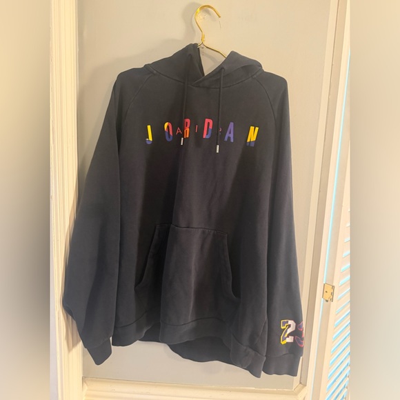 Nike Jordan Pullover Hoodie Men’s XL Black Multicolor Letters & 23 Sleeve - Picture 1 of 8